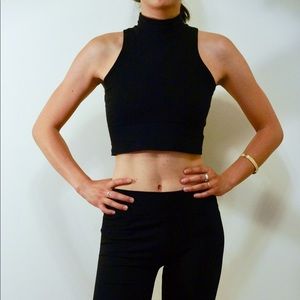 Simple black high neck top